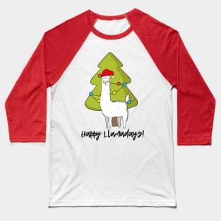 Happy Llamadays, Funny Christmas Llama Baseball T-Shirt